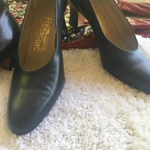 Ferragamo navy pumps. Super shape, new heels.